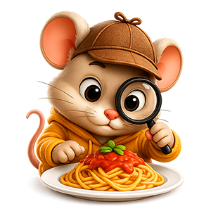 PickyMouse mascot detective hunting down the best local dishes